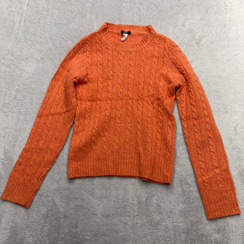 J.Crew Sweater Womens XS Orange Cable Knit Merino Wool Cashmere Rabbit Hair